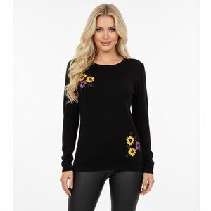 Soft Black Floral Sweater